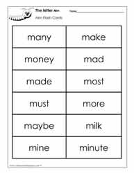 Word Wall Words for the Letter M